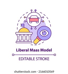 Liberal Maas model concept icon. Data openness. Mobility as service model abstract idea thin line illustration. Isolated outline drawing. Editable stroke. Arial, Myriad Pro-Bold fonts used