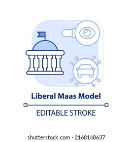 Liberal Maas model light blue concept icon. Data openness. Mobility as service model abstract idea thin line illustration. Isolated outline drawing. Editable stroke. Arial, Myriad Pro-Bold fonts used