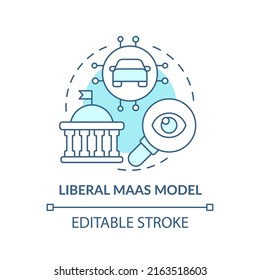 Liberal Maas model turquoise concept icon. Data openness. Mobility as service model abstract idea thin line illustration. Isolated outline drawing. Editable stroke. Arial, Myriad Pro-Bold fonts used