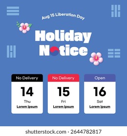 Banner de aviso de feriado de entrega no Dia da Liberação