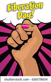 Liberation Day. Pop Art Hand Vector Illustration.