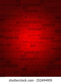 Liberation Day with same text on red gradient background.