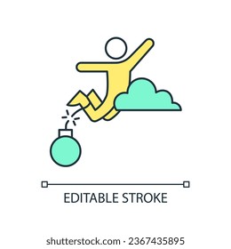 Liberation from heavy burden RGB color icon. Debts and addictions deprivation. Psychological help. Isolated vector illustration. Simple filled line drawing. Editable stroke. Arial font used