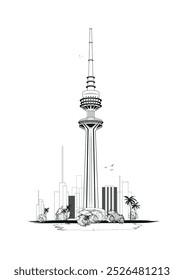 Liberation Tower in kuwait  illustration vector.KUWAIT CITY