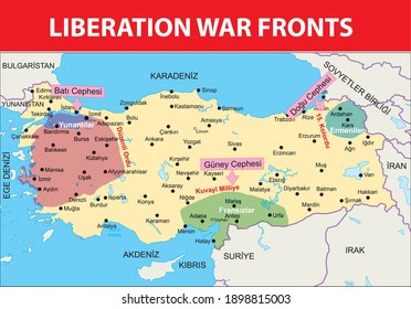 liberation war fronts turkish history map