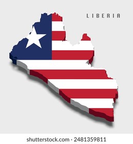 Liberia 3d flag map on grey background