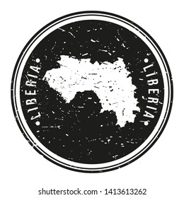 Liberia Africa Seal. Map Symbol Round Design Stamp Travel and Business.
