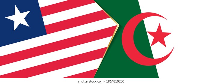 Liberia and Algeria flags, two vector flags symbol of relationship or confrontation.