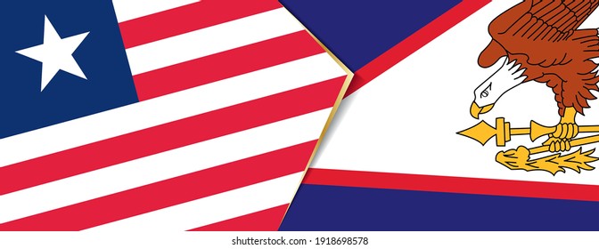 Liberia and American Samoa flags, two vector flags symbol of relationship or confrontation.