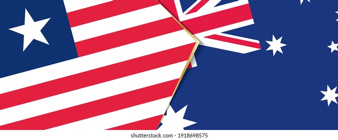Liberia and Australia flags, two vector flags symbol of relationship or confrontation.