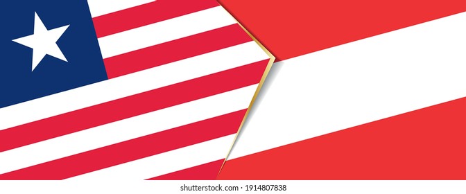 Banderas de Liberia y Austria, dos banderas vectoriales símbolo de relación o enfrentamiento.