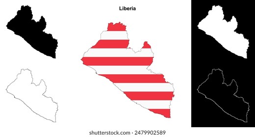 Conjunto de mapas esquemáticos de Liberia en blanco