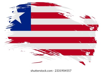 Liberia Pinselstrich Fahne Vektorhintergrund. Handgezeichnetes Grunge-Stil Liberian einzeln bemalt Banner.