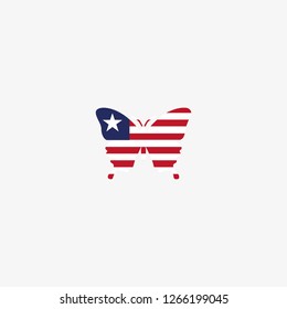 Liberia butterfly flag graphic element Illustration template design