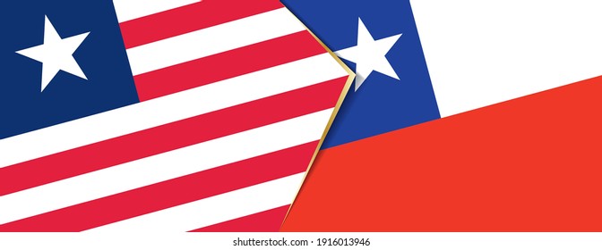 Liberia and Chile flags, two vector flags symbol of relationship or confrontation.