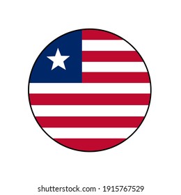 Bandera vector de círculo de Liberia con franjas rojas y blancas y una estrella para los conceptos de pulsador africano.	