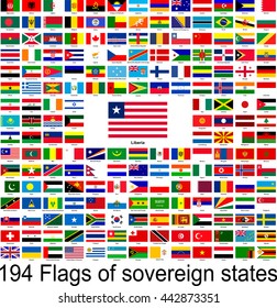 Liberia, collection of vector images of flags of the world