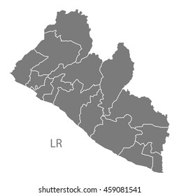 Liberia counties Map grey