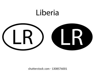 Liberia country code icon.  Iso code country domain name.   LR - Liberia abbreviated. vector
