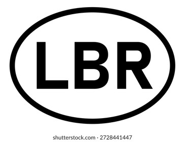 Liberia country code LBR icon vector on a white background
Country code abbreviation oval sticker icon on a white background