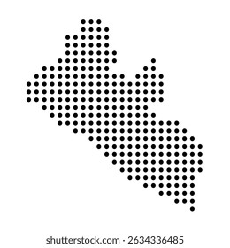 Libéria mapa pontilhado do país. Ilustração em pixel com ponto preto isolada em fundo branco. Mosaico vetorial.