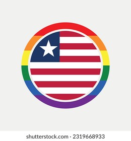 Liberia country flag circle - lgbt flag graphic element Illustration template design
