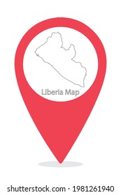 Liberia Country Map in Location Icon .