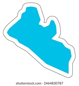 Liberia country silhouette. High detailed map. Solid blue vector sticker with white contour isolated on white background.