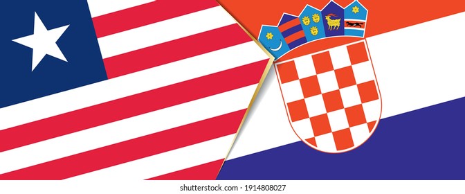 Liberia and Croatia flags, two vector flags symbol of relationship or confrontation.