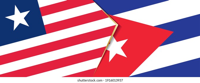 Liberia and Cuba flags, two vector flags symbol of relationship or confrontation.