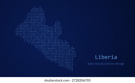 Liberia Digitale Karte mit Einsen und Nullen für Datenvisualisierung Design gebildet