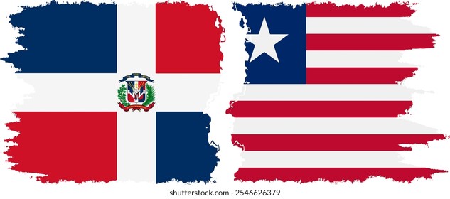 Liberia and Dominican Republic grunge flags connection, vector