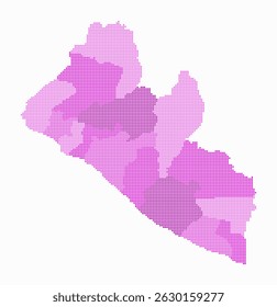Liberia dotted map. Digital style map of the country on white background. Liberia shape with circle dots. Colored dots style. Small size circles. Classy vector illustration.