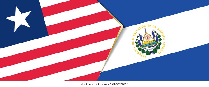 Liberia und El Salvador Flaggen, zwei Vektorflaggen Symbol für Beziehung oder Konfrontation.