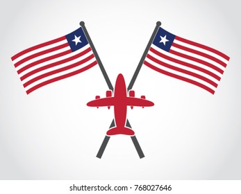 Liberia Emblem Airplane Tourist Visit