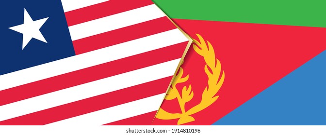 Liberia and Eritrea flags, two vector flags symbol of relationship or confrontation.