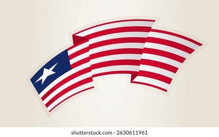 Bandeira da Libéria em forma de fita abstrata, símbolo nacional da Libéria. Este vetor é ideal para uso em eventos nacionais, Dia da Independência, competições desportivas internacionais.