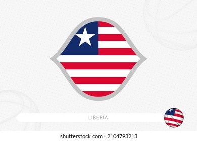 Liberia flag for basketball competition on gray basketball background. Sports vector illustration.