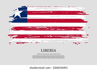 Liberia flag with brush stroke effect and information text poster, vector background