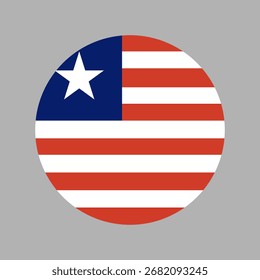 Liberia flag button. National round badge Liberia flag. Liberia circle flag icon.