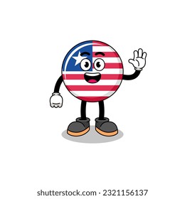 liberia flag cartoon doing wave hand gesture , character design