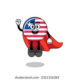 liberia flag cartoon with flying superhero , character design