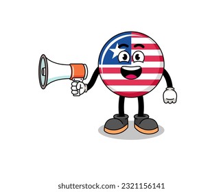 liberia flag cartoon illustration holding megaphone , character design
