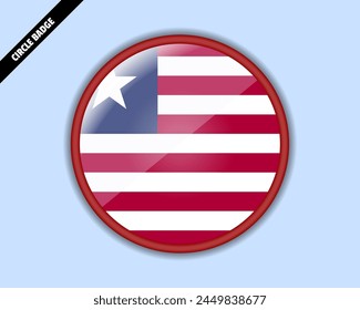 Insignia del círculo de la bandera de Liberia, diseño del Vector, emblema oval de Liberia, signo redondeado con reflexión, patriotismo y concepto de comercio, logotipo con la bandera del país