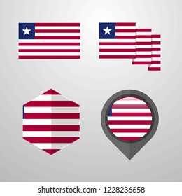 Liberia flag design set vector
