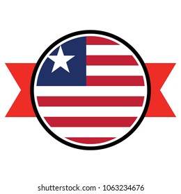 Liberia flag in glossy round button of icon. flag logo of Liberia emblem isolated on white background, Liberia national concept sign, Vector illustration.