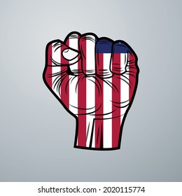 Liberia Flag with Hand Design isolated on white background. Vector illustration