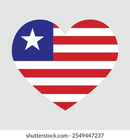 liberia flag heart shaped. Love symbol. Vector illustration