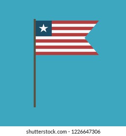 Liberia flag icon in flat design. Independence day or National day holiday concept.