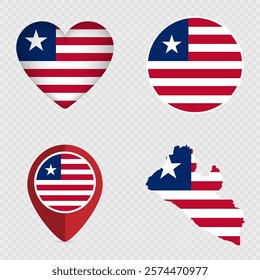 Liberia Flag Icons Pack. Vector illustration.